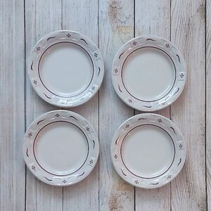 Longaberger 7" Side Plates Traditional Red Pottery Set Of Four
